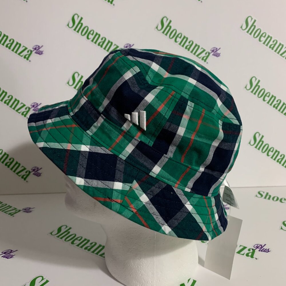 Adidas Bucket Hat Golf Reversible Ladies Womens Green Plaid White Blue One Size - Picture 3 of 12